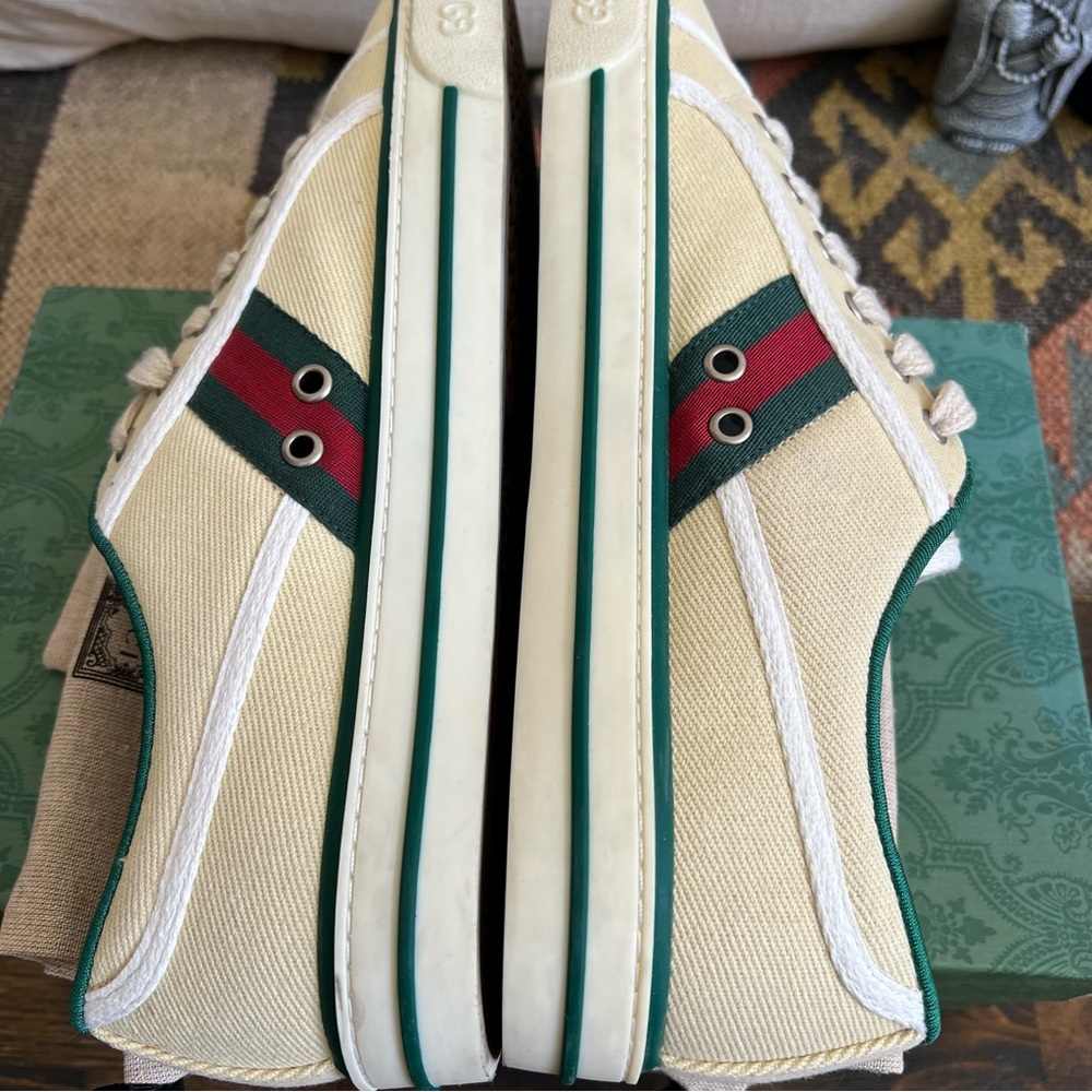 Gucci 1977 Tennis Canvas Low-Top Green/Red Web Sneakers Gucci 8 (US8.5) - Picture 12 of 17